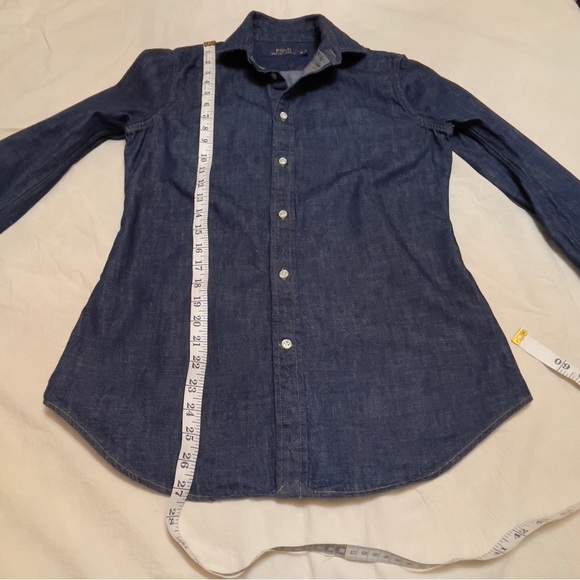 Polo Ralph Lauren Blue Denim Embroidered Logo Button Down Long Sleeve Shirt M - Picture 9 of 12